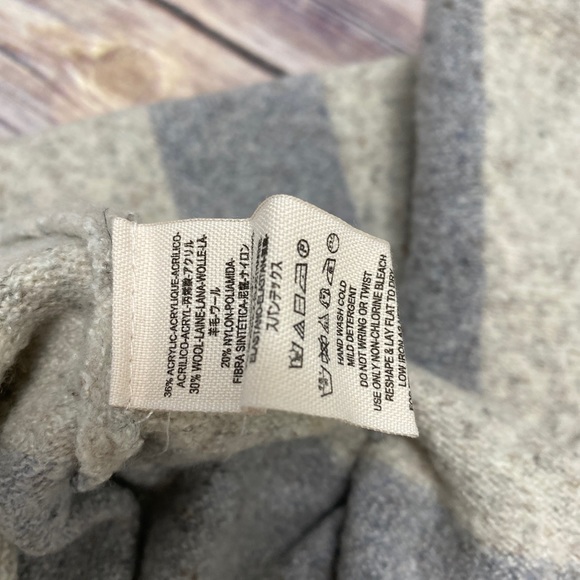 Free people striped mock neck raglan sleeve knit sweater Ivory/grey M - Picture 5 of 6